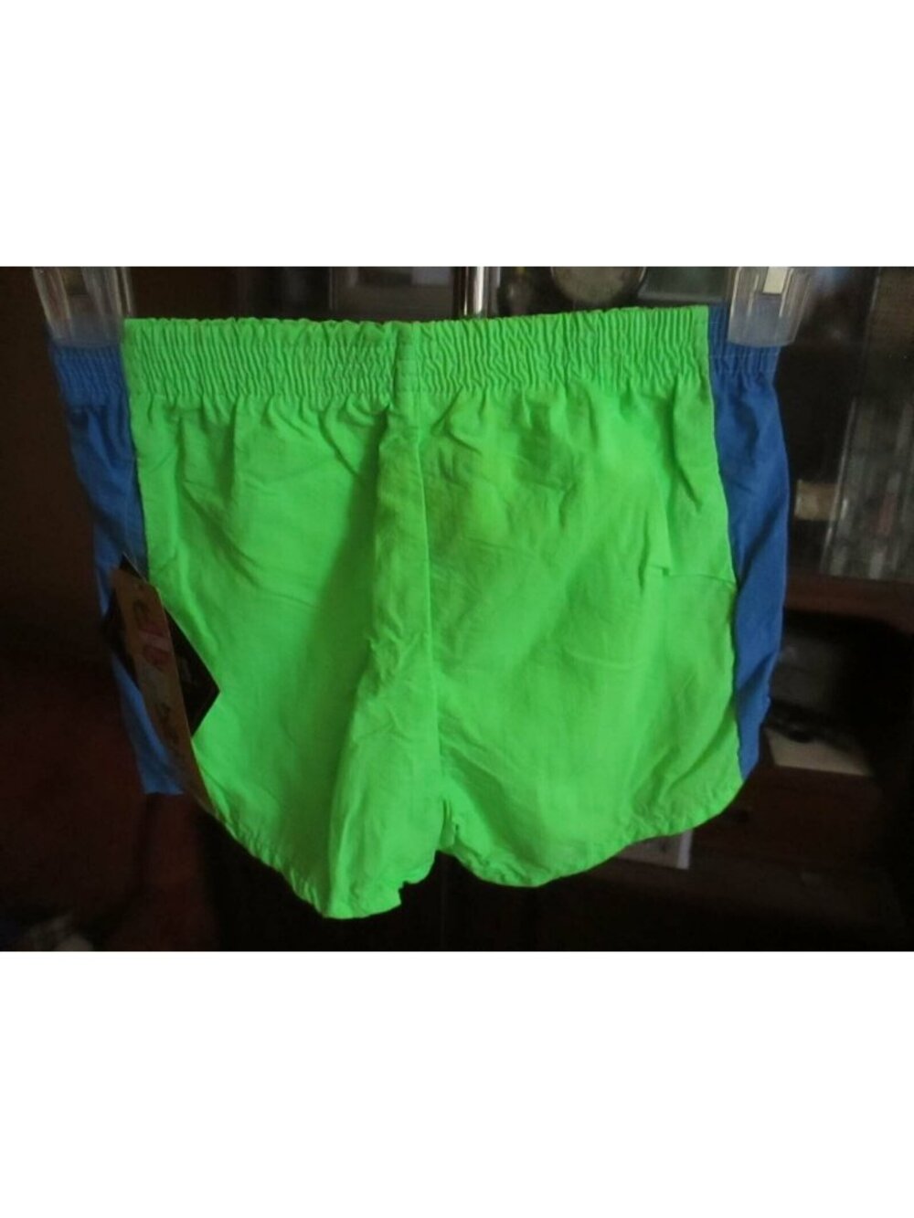 Boys Medium Swim Shorts 24" Vtg 90's Vanderbilt Kids Green & Blue Elastic Waist